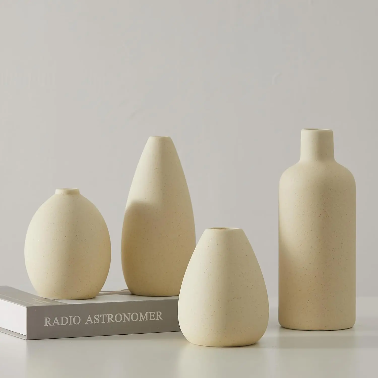 CEMABT Beige Ceramic Vase Set
