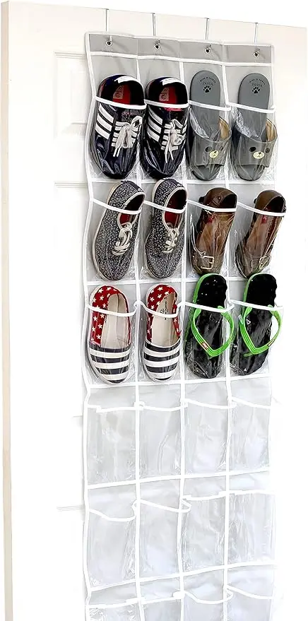 SimpleHouseware Crystal Clear Over The Door Hanging Shoe Organizer