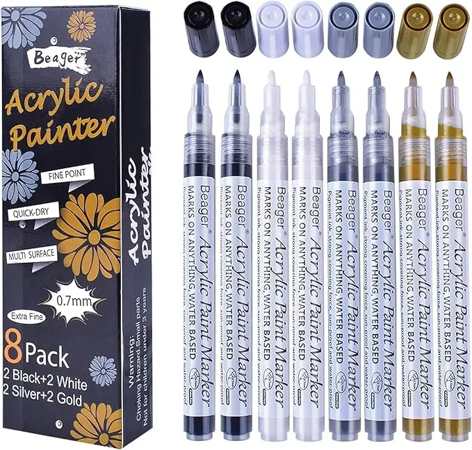 Black White Gold Silver Acrylic Paint Pens