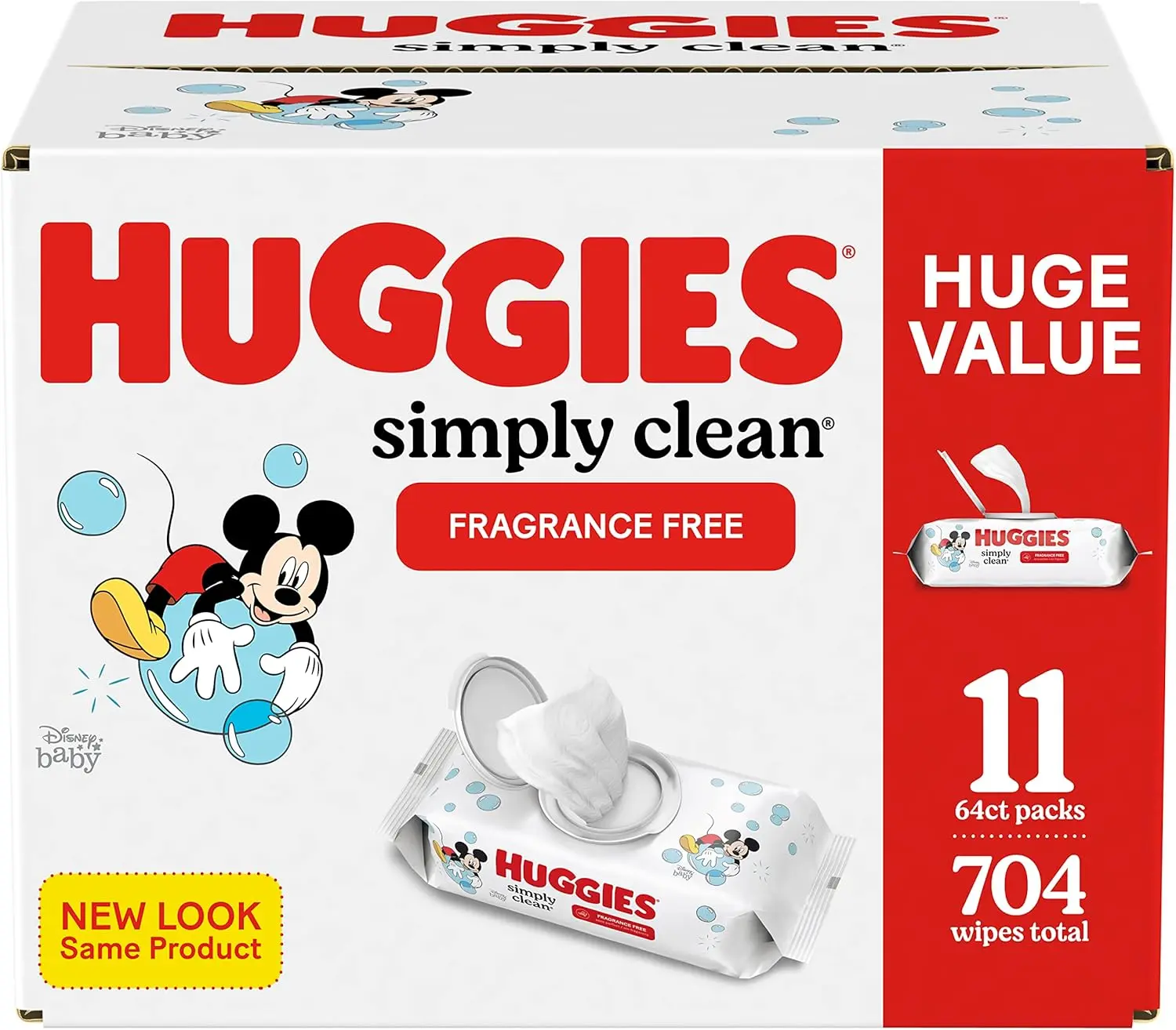 Baby Wipes, Huggies Simply Clean, UNSCENTED, Hypoallergenic