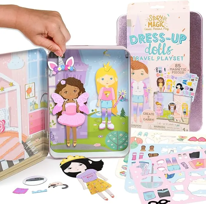 Story Magic Dress-Up Dolls Playset, Pretend Play Magnetic