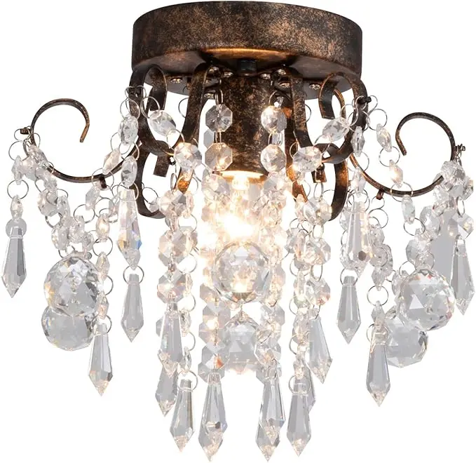 Q&S Small Crystal Ceiling Light Fixture