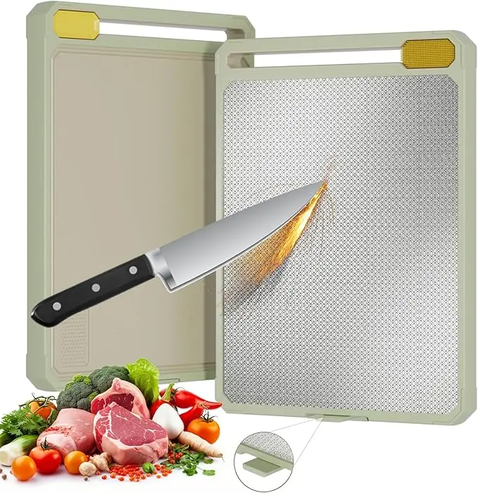 XLMYS Double Sided Cutting Board, 17.9"L x 1.6"W, Green