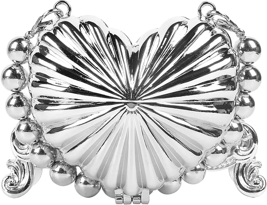 KLYILOGV Mini Heart Evening Bag, Metal