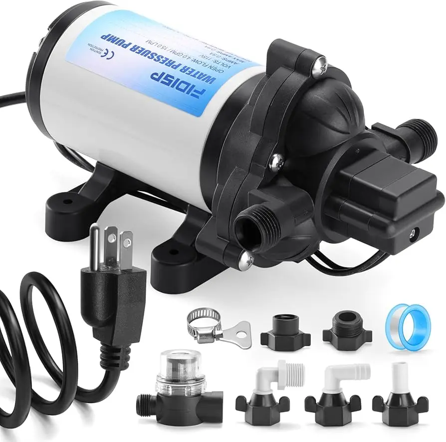115V RV Water Pressure Pump, 4.0 GPM 45PSI Self Priming Pump