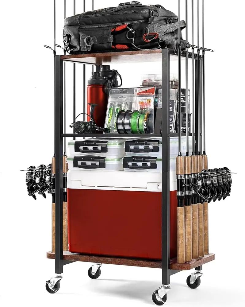 Ghosthorn Fishing Fishing Equipment Storage Rack on Wheels