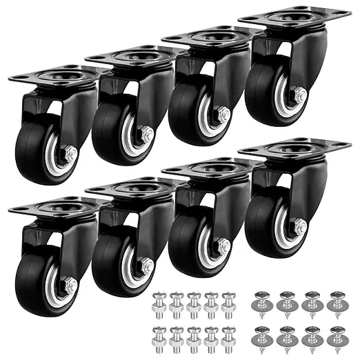 1.5" PVC Universal Industrial casters set of 8