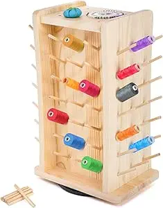 New brothread 129 Spools(DIY) 360° Fully Rotating Wooden Thread Rack