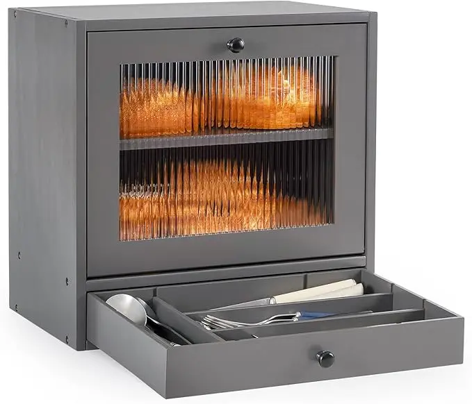 Sunhoo Bread Box for Countertop with Drawer