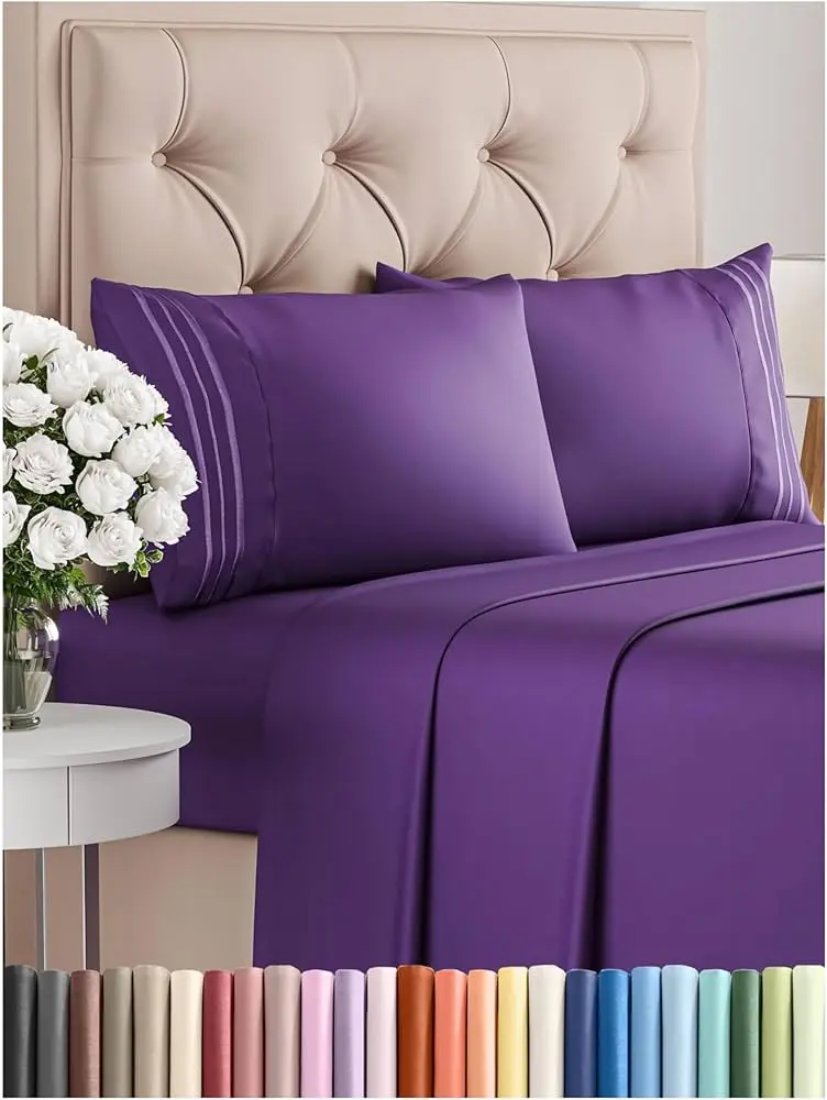 King Size 4 Piece Sheet Set - Comfy Breathable & Cooling Sheets