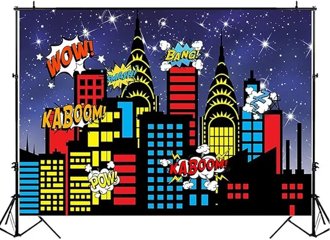 Superhero Birthday Backdrop