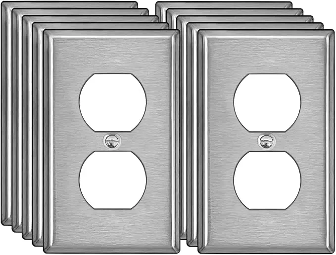 BESTTEN 10 Pack 1-Gang Duplex Stainless Steel Wall Plate