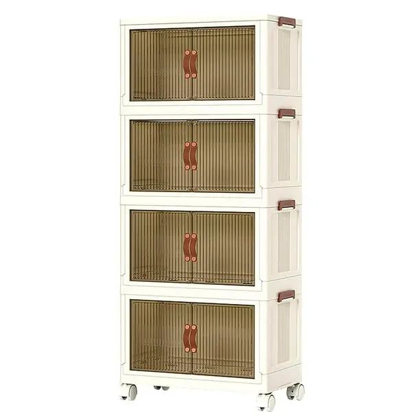 TOYTEXX 4-Tier Stackable Storage Shelf with Wheels