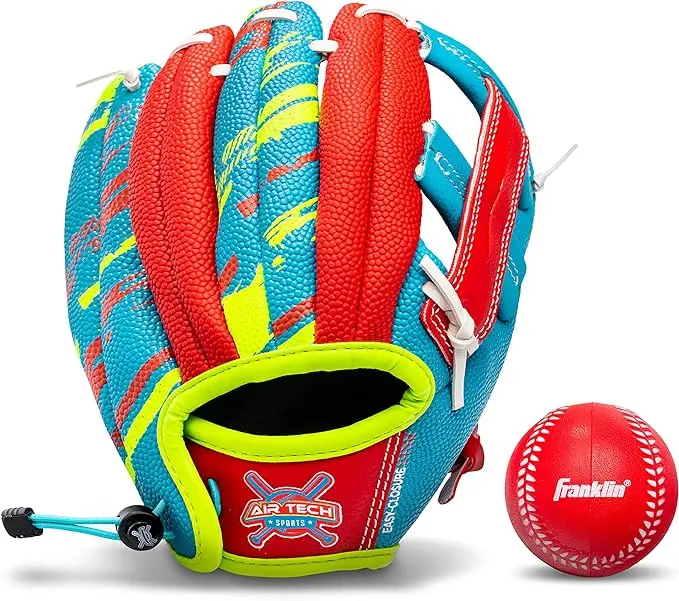 Franklin Sports Air Tech Baseball Glove with Ball - Royal/Red