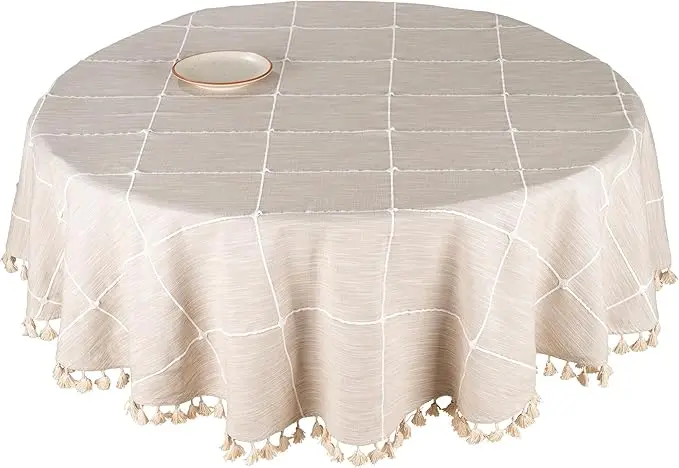 Round Table Cloth with Tassels, 52"