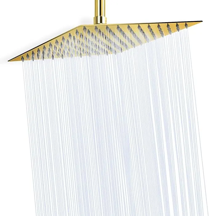 Nearmoon Rain Shower Head (12 inch, Chrome Gold)