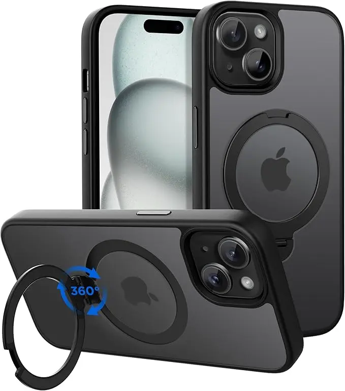CACOE Magnetic Case for iPhone 15 with 360 Degree Rotatable Ring Stand
