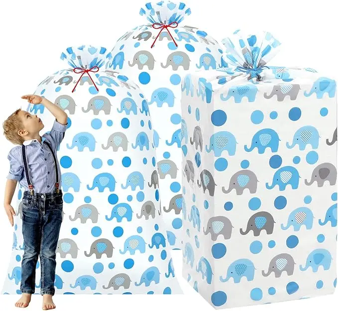 Zonon 3 Pieces 56 Inch Extra Large Blue Elephant Gift Bags
