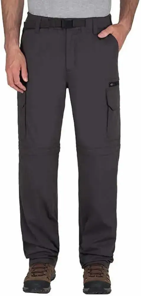 BC Clothing Cargo Convertible Pants for Men (S/P, 34" INSEAM, GREY)