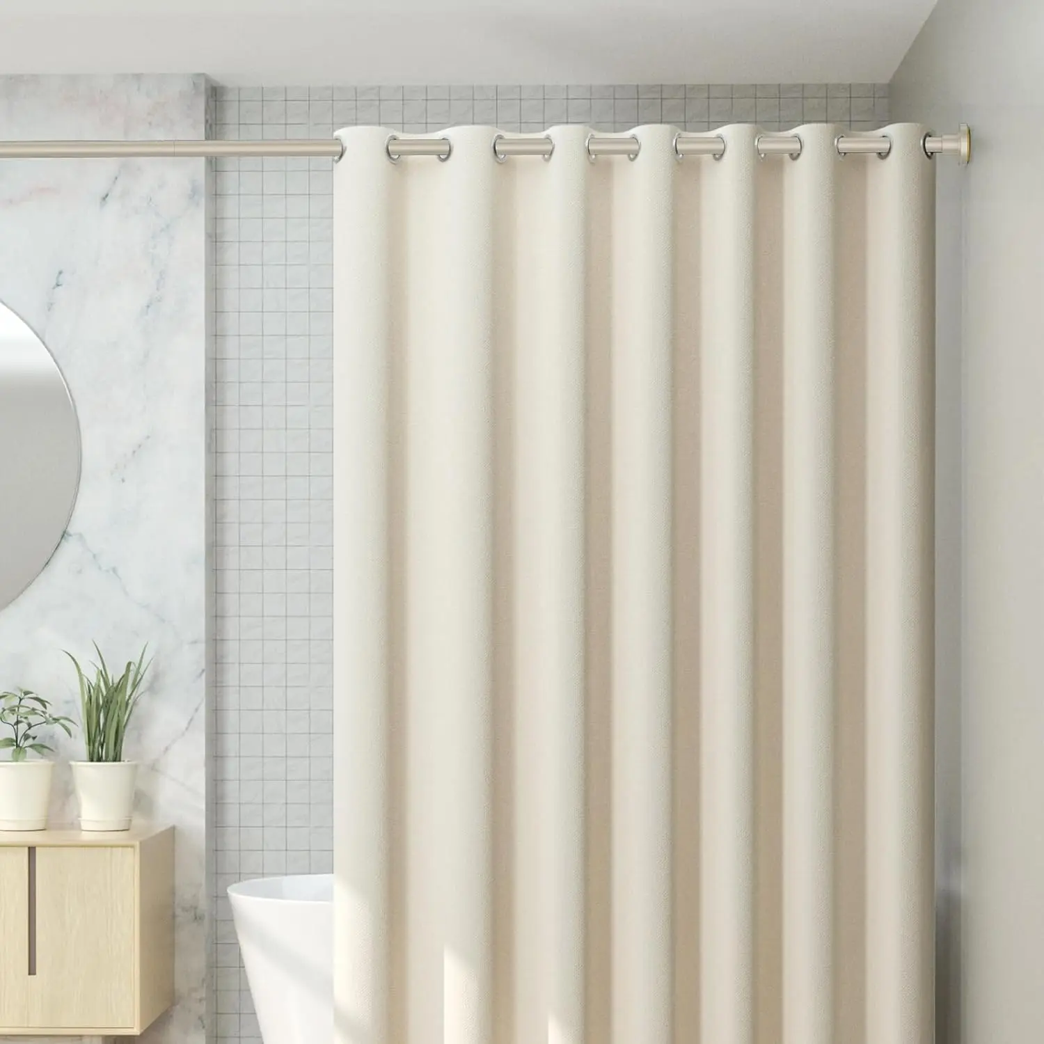 CorkLatta Brushed Nickel Shower Curtain Rod