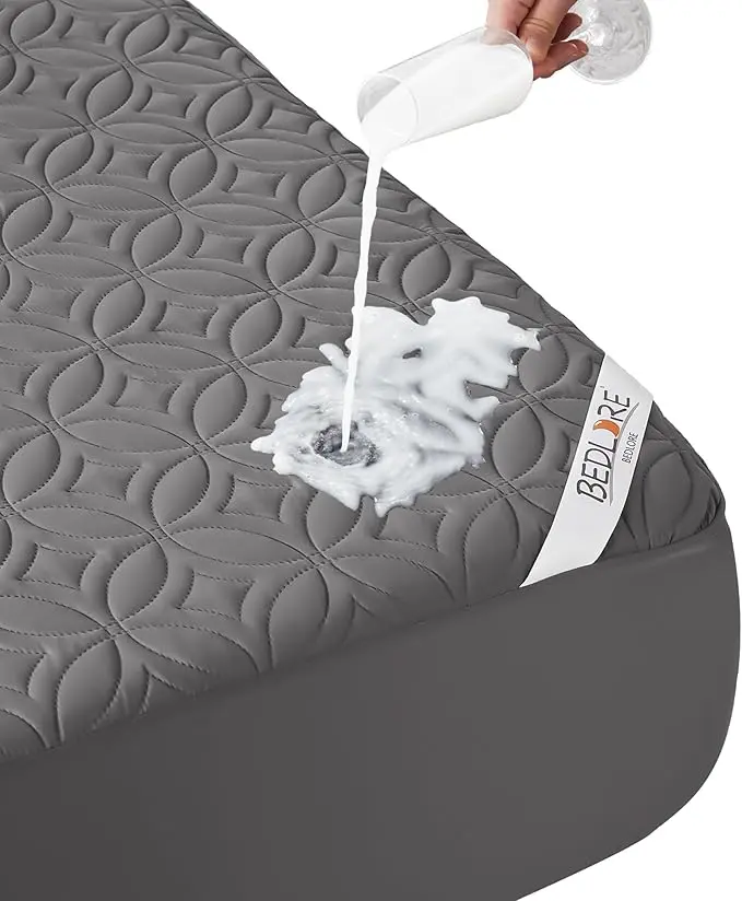 BEDLORE Waterproof Mattress Protector, Full Size Mattress Pad with Deep Pocket 6"-18" Depth, Soft & Dirt-Proof Double Bed Mattress Cover for Kids Teenager Bedroom, College Dorm, Hotel (Gray)