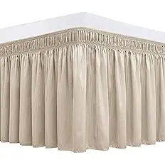 Biscaynebay Wrap Around Bed Skirt - Light Camel, 15" Drop, Queen