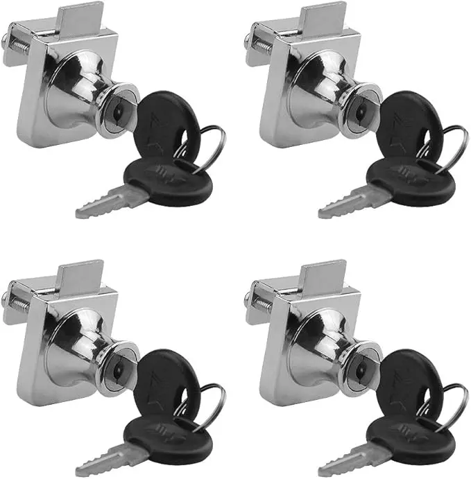TOVOT 4PCS Glass Cabinet Locks for 5-8mm Thickness