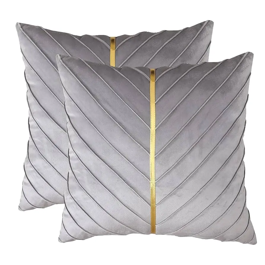 Tosleo Gray Velvet Throw Pillow Covers 18 x 18 inch Pack of 2