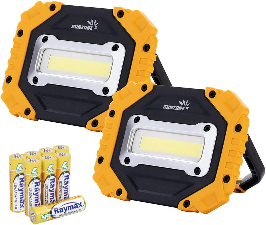 sunzone Portable LED Work Light,Camping Hiking Car Repairing Fishing Workshop Battery with Emergency SOS Mode(2 Pack)