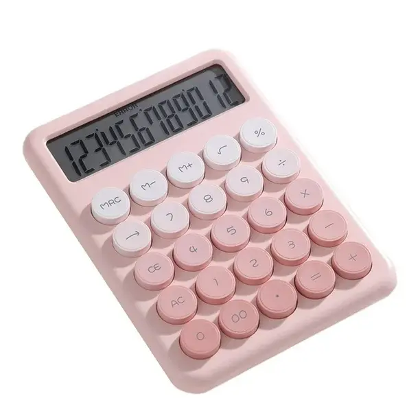 Graflsoa DX-817 12-Digit Large LCD Display Silent Gradient Pink Desktop Calculator (1*AAA Powered, Battery Not Included)