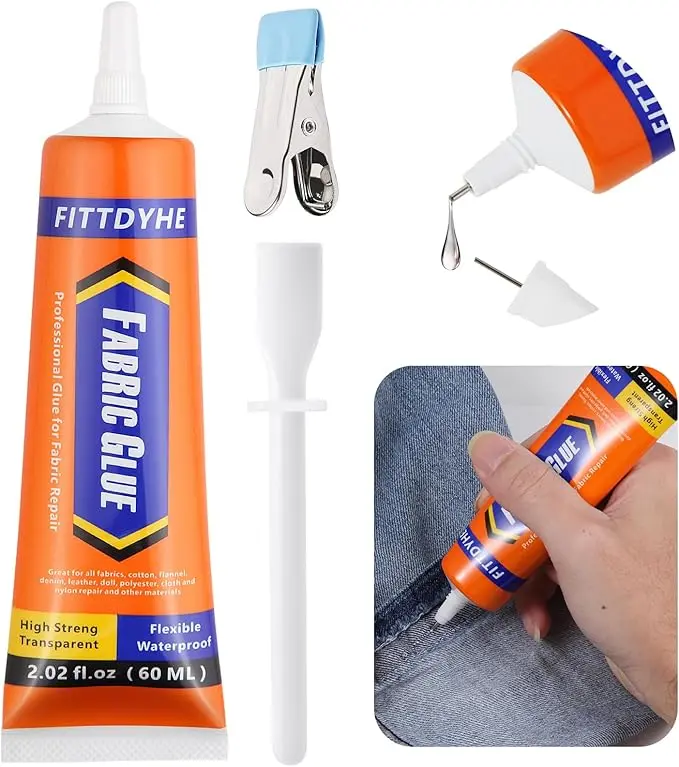 Fabric Glue Permanent, 60 ML Washable Clear Clothing Glue