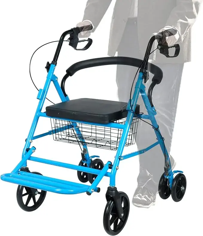 ELELIFE Fold-N-Go Rollator, Lightweight Folding Mobility Rolling Walker