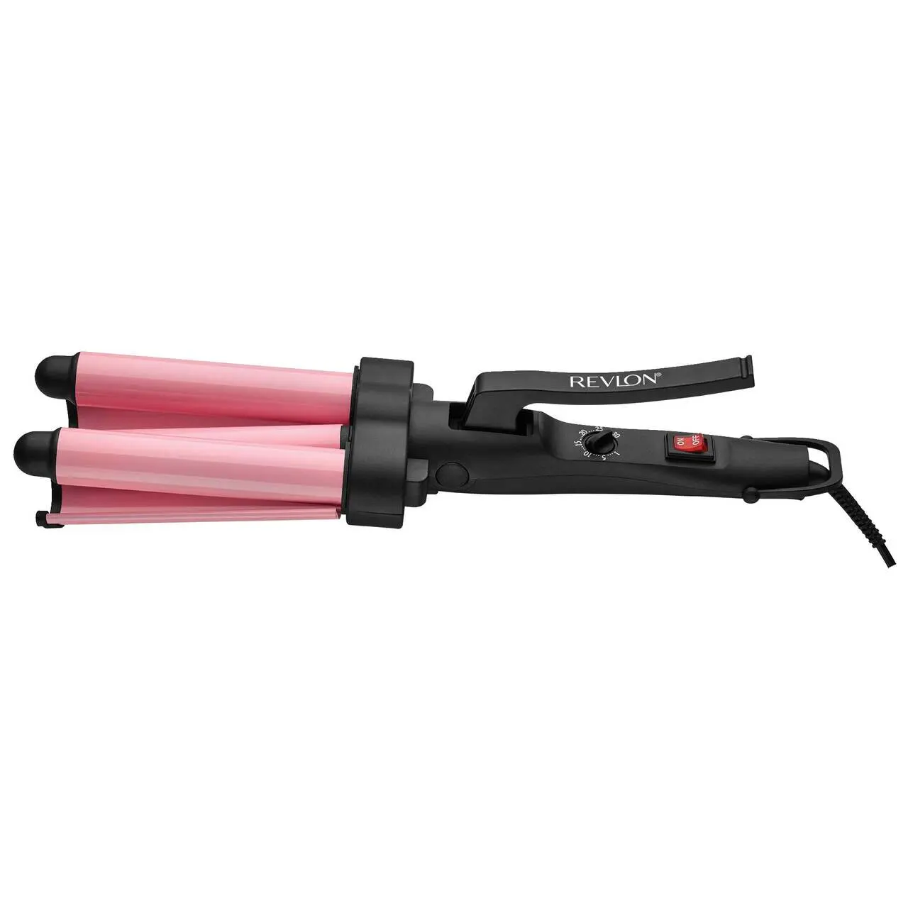 Revlon Wave Master Jumbo Ceramic 3-Barrel Curling Iron Hair Waver, Pink