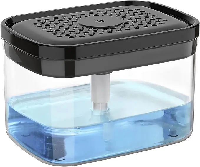 MR.SIGA Dish Soap Dispenser for Kitchen,2 in 1 Premium Soap Dispenser and Sponge Holder, Black