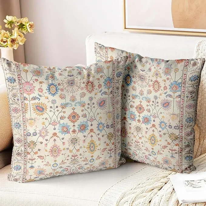 ZSYTZL Boho Throw Pillow Covers 22x22 inch Set of 2, Flowers