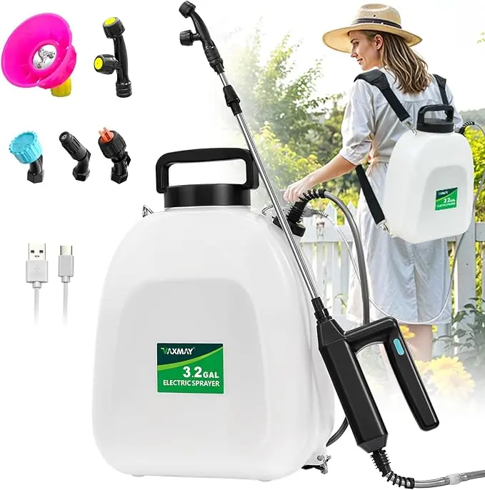 Backpack Electric Sprayer 3.2 Gallon/12L, with 5 Mist Nozzles