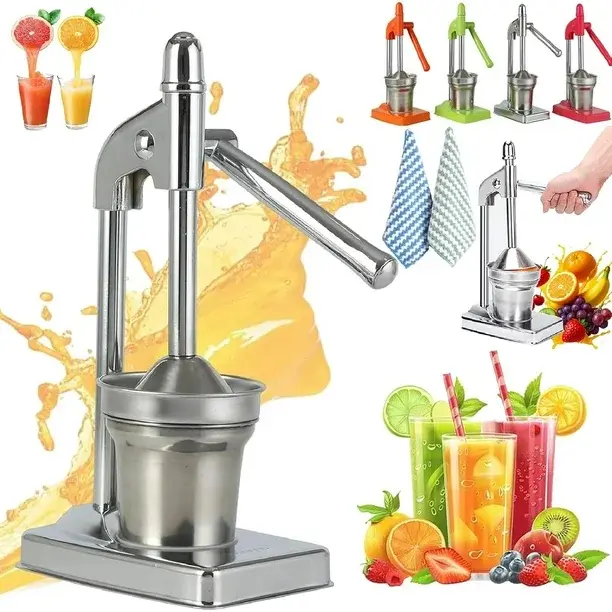 Cast Iron Juicer Hand Press, Manual Juicer Hand Press, Effective Stainless Steel Manual Juicer Hand Press, Fruit Squeezer for Fresh Lemonade Orange Juice, Easy To Clean, Home and Kitchen (Silver)