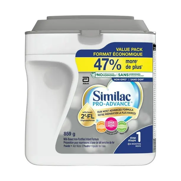 Similac Pro-Advance Step 1, Baby Formula, Our Closest Formula to Breast Milk with 2’-FL, Easy To Digest, 0+ Months, Powder, 859 g