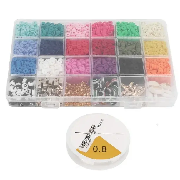 Flat Beads,3909 Pcs Polymer Clay Bracelet Making Kit