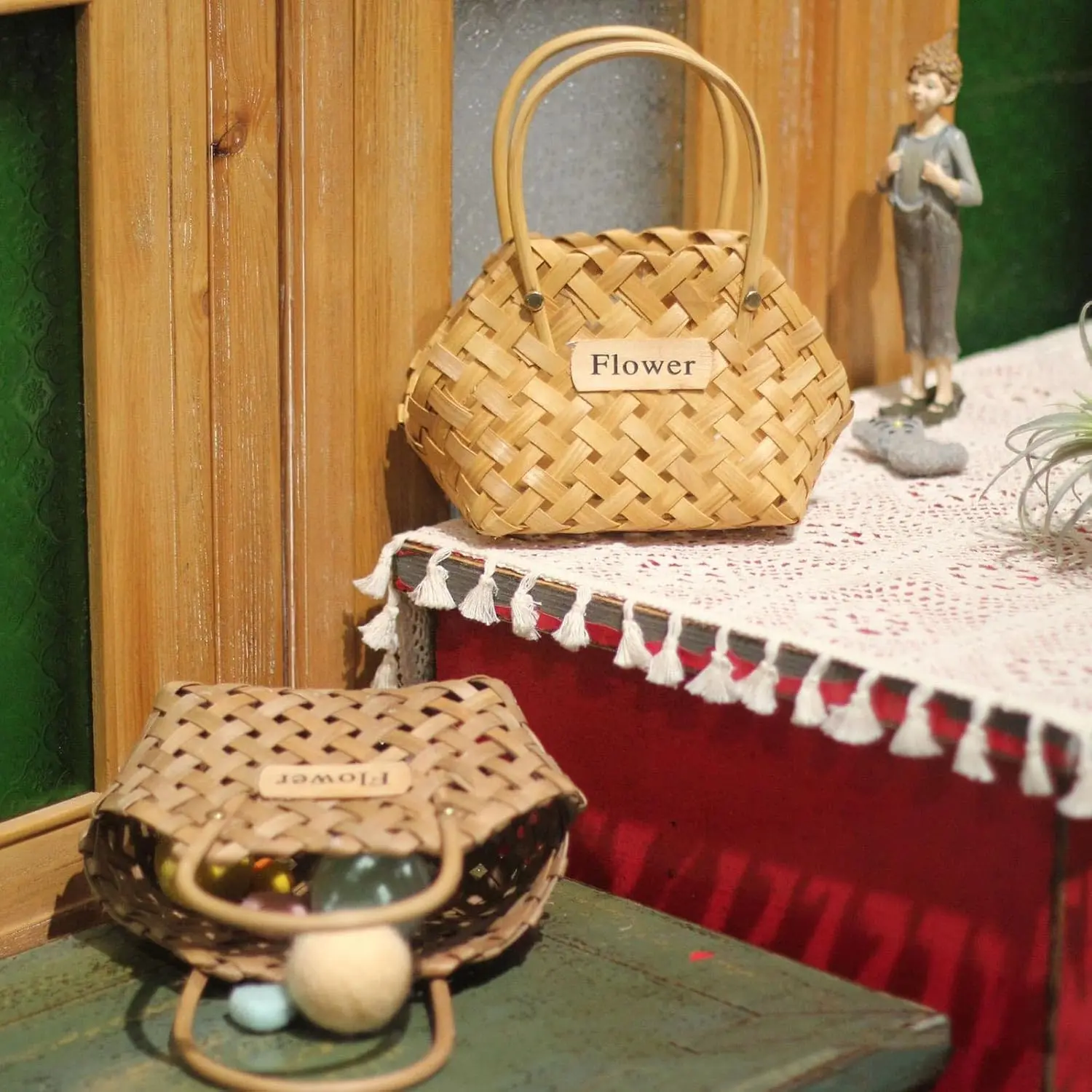 Wood Woven Flower Baskets