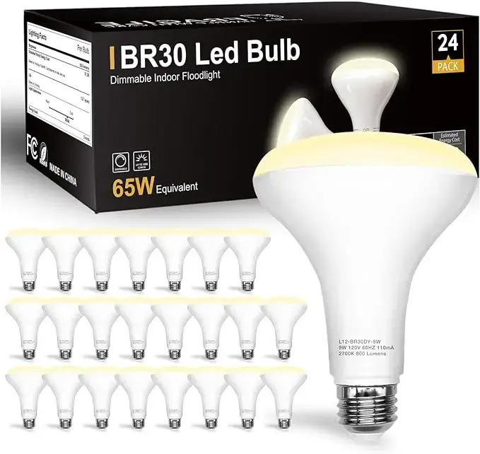 BR30 LED Bulbs 65W Equivalent, Dimmable, 24 Pack