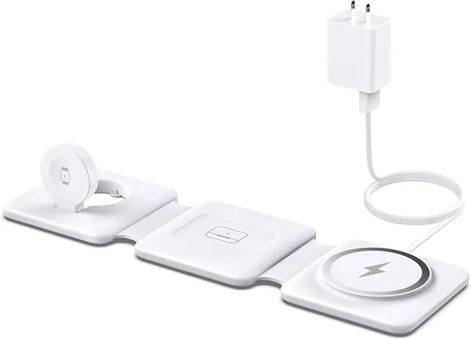Charging Station for Apple Multiple Devices: 3 in 1 Foldable Magnetic Wireless Charger Stand for Mag-Safe iPhone