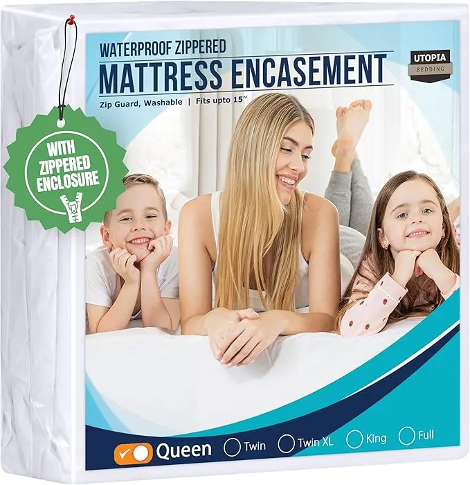 Utopia Bedding Mattress Encasement, Zip Guard, Washable Queen - 100% Waterproof and Bed Bug Proof Mattress Protector - Absorbent, Six-Sided Mattress Cover