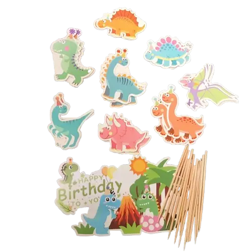 Dinosaur Birthday Cake Toppers Decorations, Jungle Theme Cupcake Toppers for Kids