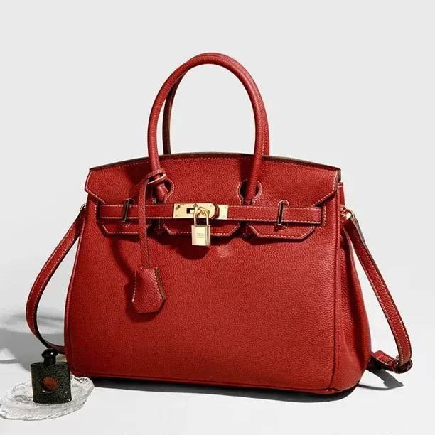 Commuter Essential Luxury Backpack Bag with Red Color and Leather