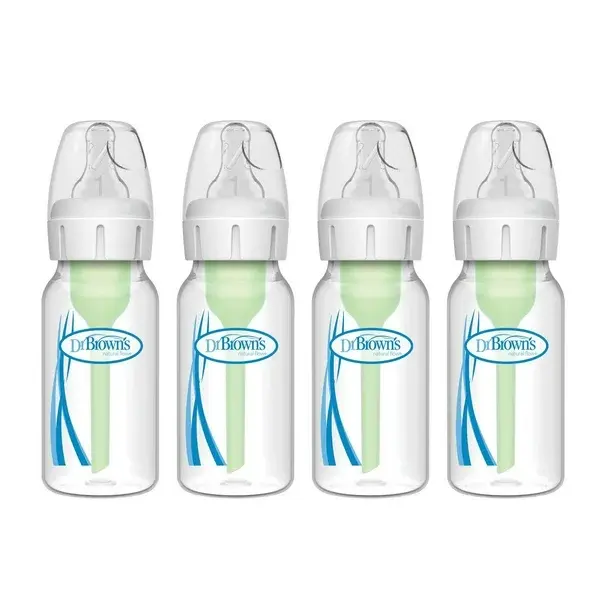 Dr. Brown's Natural Flow® Anti-Colic Options+ Narrow Baby Bottles, 4oz/120ml, 4-Pack, 0m+