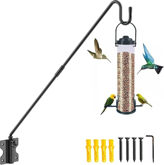 HOBITSTARX Wall Mount Heavy Duty Deck Hook-28 Inch Extended Reach Plant Hangers Outdoor -Bird Feeder Hanger for Deck Railing-Fence Plant Bracket Hooks for Hanging Hummingbird Feeders,Lanterns, More
