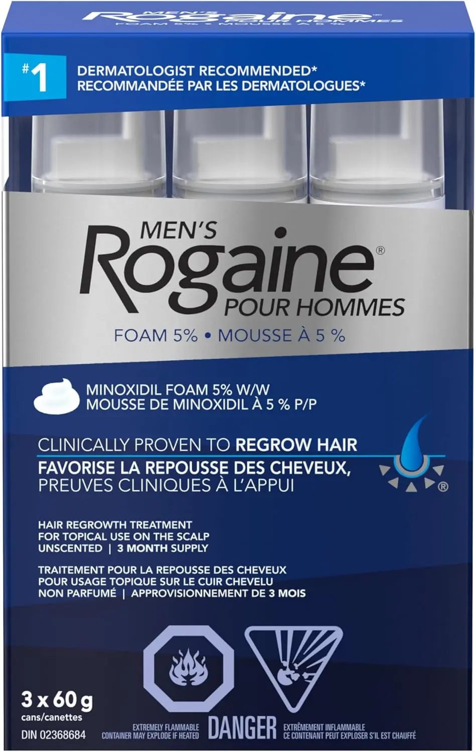 Rogaine Men’s Hair Loss & Thinning Treatment for Hair Regrowth, 5 Minoxidil Foam Extra Strength, 3 Month Treatment