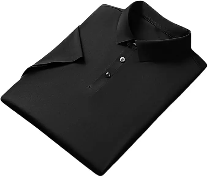Men Polo Shirt Classic Short Sleeve Tee Breathable Cool Quick Dry Nylon Men Casual T-Shirt (4XL)