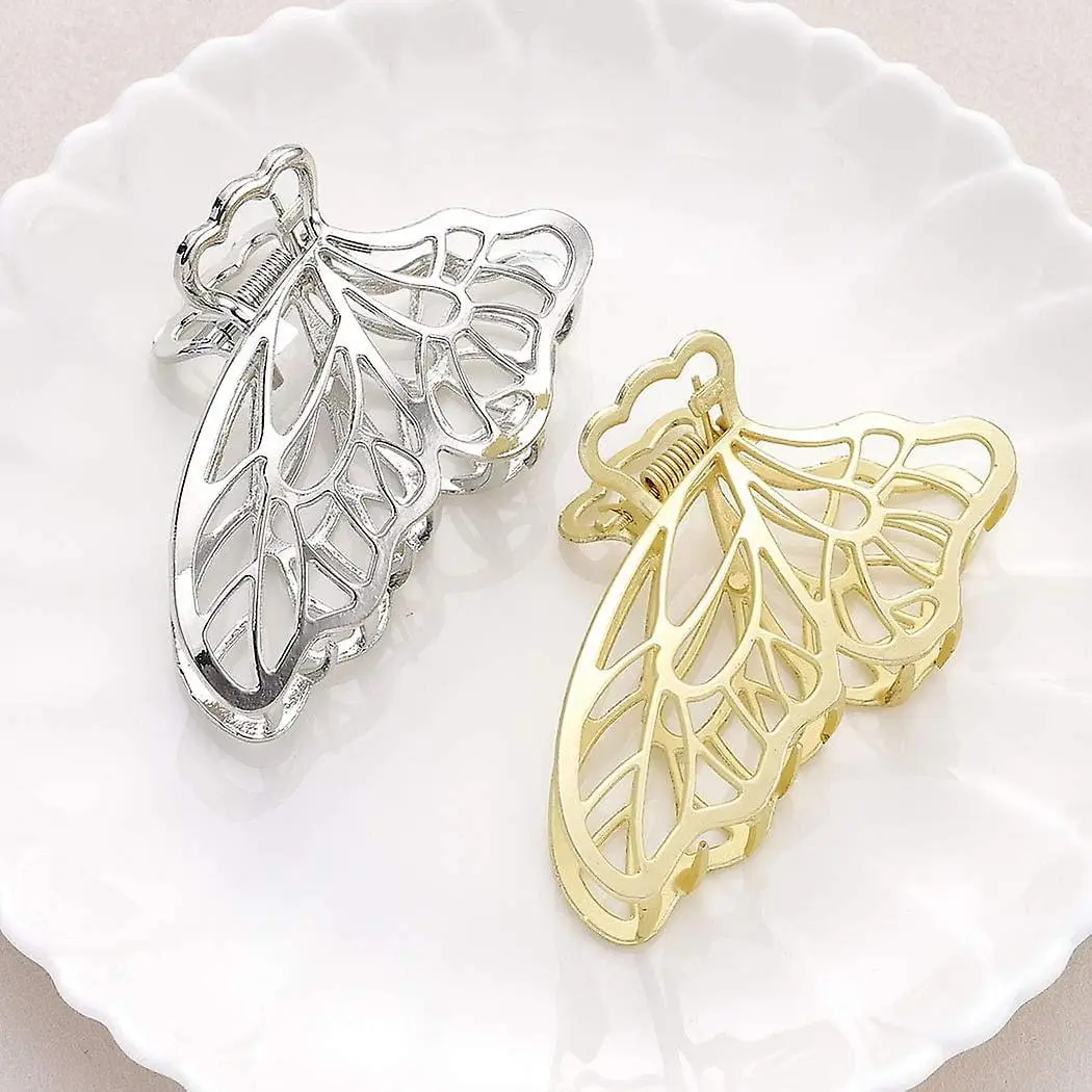 Set Of 2 Metal Butterfly Hair Clips For Women And Girls